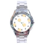 Polka Dots - Peach Orange on White Stainless Steel Analogue Watch