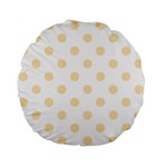 Polka Dots - Peach Orange on White Standard 15  Premium Flano Round Cushion