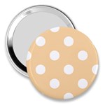 Polka Dots - White on Sunset Orange 3  Handbag Mirror