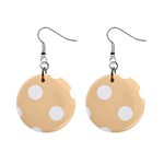 Polka Dots - White on Sunset Orange 1  Button Earrings