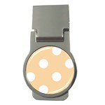 Polka Dots - White on Sunset Orange Money Clip (Round)