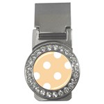 Polka Dots - White on Sunset Orange Money Clip (CZ)