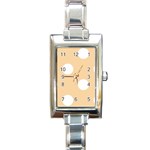 Polka Dots - White on Sunset Orange Rectangle Italian Charm Watch