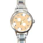 Polka Dots - White on Sunset Orange Round Italian Charm Watch