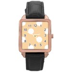 Polka Dots - White on Sunset Orange Rose Gold Leather Watch
