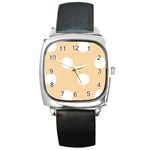 Polka Dots - White on Sunset Orange Square Metal Watch