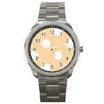 Polka Dots - White on Sunset Orange Sport Metal Watch