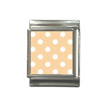 Polka Dots - White on Sunset Orange Italian Charm (13mm)