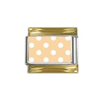 Polka Dots - White on Sunset Orange Gold Trim Italian Charm (9mm)
