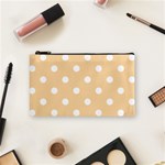 Polka Dots - White on Sunset Orange Cosmetic Bag (S)