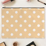 Polka Dots - White on Sunset Orange Cosmetic Bag (XXXL)