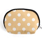 Polka Dots - White on Sunset Orange Accessory Pouch (Medium)