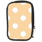 Polka Dots - White on Sunset Orange Compact Camera Leather Case