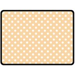 Polka Dots - White on Sunset Orange Double Sided Fleece Blanket (Large) (Two Sides)