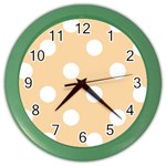 Polka Dots - White on Sunset Orange Color Wall Clock