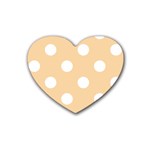 Polka Dots - White on Sunset Orange Rubber Coaster (Heart)