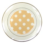 Polka Dots - White on Sunset Orange Porcelain Plate