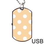 Polka Dots - White on Sunset Orange Dog Tag USB Flash (Two Sides)