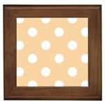 Polka Dots - White on Sunset Orange Framed Tile
