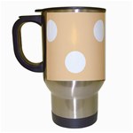 Polka Dots - White on Sunset Orange Travel Mug (White)