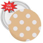 Polka Dots - White on Sunset Orange 3  Button (100 pack)