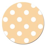 Polka Dots - White on Sunset Orange Magnet 5  (Round)