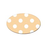 Polka Dots - White on Sunset Orange Sticker (Oval)