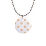 Polka Dots - Sunset Orange on White 1  Button Necklace