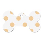 Polka Dots - Sunset Orange on White Dog Tag Bone (One Side)
