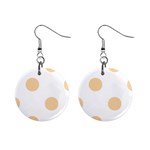 Polka Dots - Sunset Orange on White 1  Button Earrings