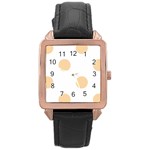 Polka Dots - Sunset Orange on White Rose Gold Leather Watch