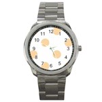 Polka Dots - Sunset Orange on White Sport Metal Watch