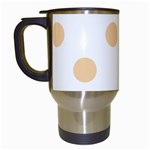 Polka Dots - Sunset Orange on White Travel Mug (White)