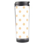 Polka Dots - Sunset Orange on White Travel Tumbler