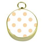Polka Dots - Sunset Orange on White Gold Compass