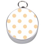 Polka Dots - Sunset Orange on White Silver Compass