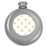 Polka Dots - Sunset Orange on White Hip Flask (5 oz)
