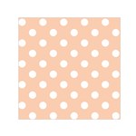 Polka Dots - White on Apricot Orange Small Satin Scarf  (Square)