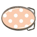 Polka Dots - White on Apricot Orange Belt Buckle