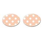 Polka Dots - White on Apricot Orange Cufflinks (Oval)