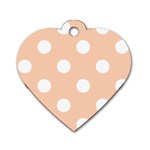 Polka Dots - White on Apricot Orange Dog Tag Heart (Two Sides)