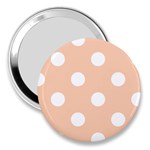 Polka Dots - White on Apricot Orange 3  Handbag Mirror