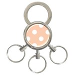 Polka Dots - White on Apricot Orange 3-Ring Key Chain