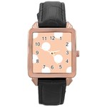 Polka Dots - White on Apricot Orange Rose Gold Leather Watch