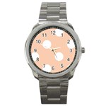 Polka Dots - White on Apricot Orange Sport Metal Watch