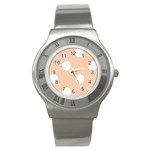Polka Dots - White on Apricot Orange Stainless Steel Watch