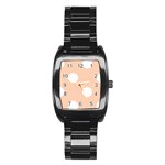 Polka Dots - White on Apricot Orange Stainless Steel Barrel Watch