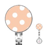 Polka Dots - White on Apricot Orange Stainless Steel Nurses Watch
