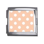 Polka Dots - White on Apricot Orange Mega Link Italian Charm (18mm)