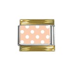 Polka Dots - White on Apricot Orange Gold Trim Italian Charm (9mm)